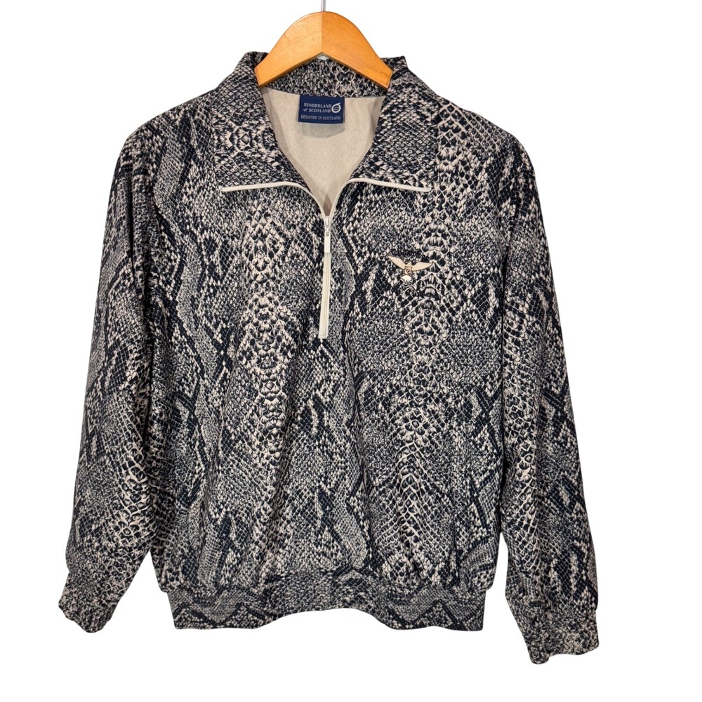 Sunderland of Scotland Windbreaker Women M Grey Snakeskin 1/4 Zip Pullover Golf